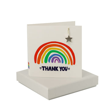 Rainbow Thank You Card - Star Necklace Coral and Mint
